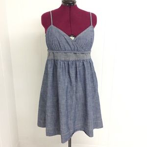 L ANN TAYLOR Blue Cotton Denim Strappy Wrap Dress